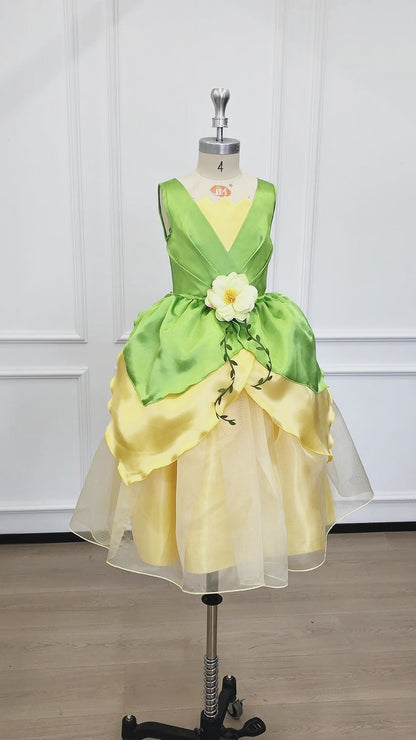 Princess Tiana Dress for Girls,Princess and Frog Dress,Tiana Birthday Gift,Princess Dress Child, Girl Pageant Dress,Child Princess Dress