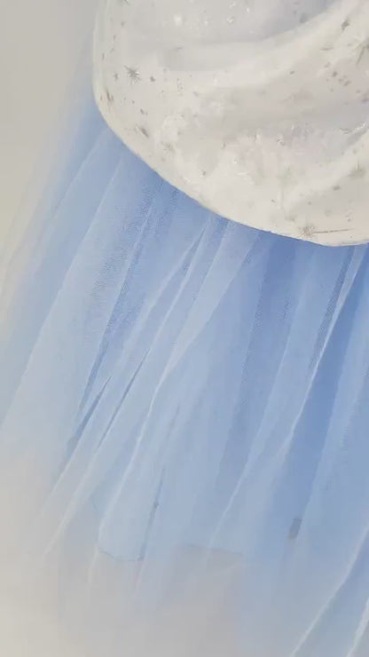 Girls Princess Cinderella Inspired Dress , Kids Cosplay Tulle Gown, Halloween Birthday Costume With Accessories