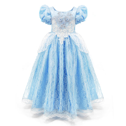 Cinderella Dress Deluxe Princess Costumes Little Girls Dress Kids Fancy Gown Cosplay Halloween Party