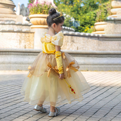 Belle Dress Princess Costume Yellow Party Fancy Gowns Halloween Cosplay Dress up