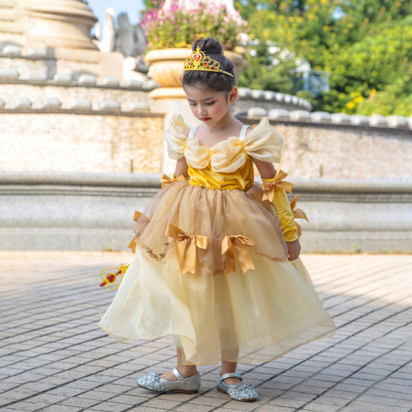 Belle Dress Princess Costume Yellow Party Fancy Gowns Halloween Cosplay Dress up