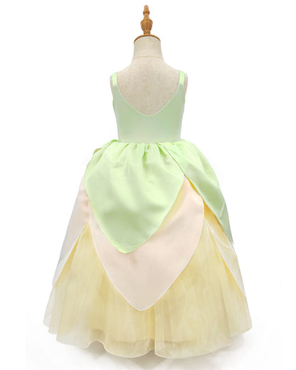 Tiana Costume for Girls Slip Dress Princess and the Frog Costume Birthday Party Fancy Dresses Formal Prom Dress