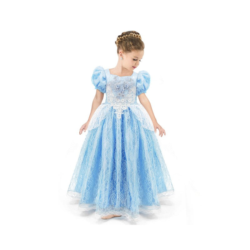 Cinderella Dress Deluxe Princess Costumes Little Girls Dress Kids Fancy Gown Cosplay Halloween Party