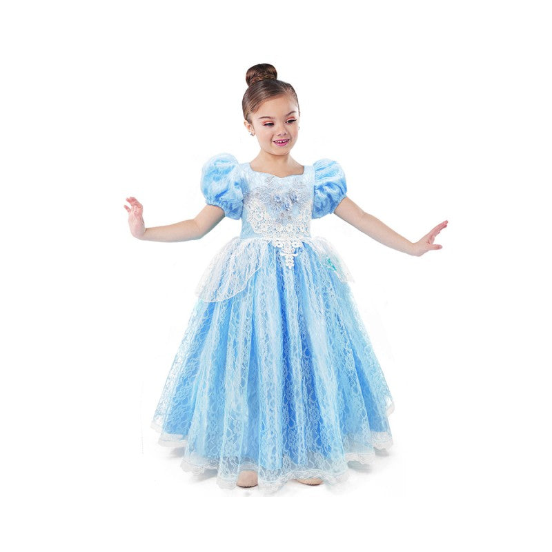 Cinderella Dress Deluxe Princess Costumes Little Girls Dress Kids Fancy Gown Cosplay Halloween Party