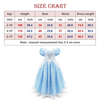 Cinderella Dress Deluxe Princess Costumes Little Girls Dress Kids Fancy Gown Cosplay Halloween Party