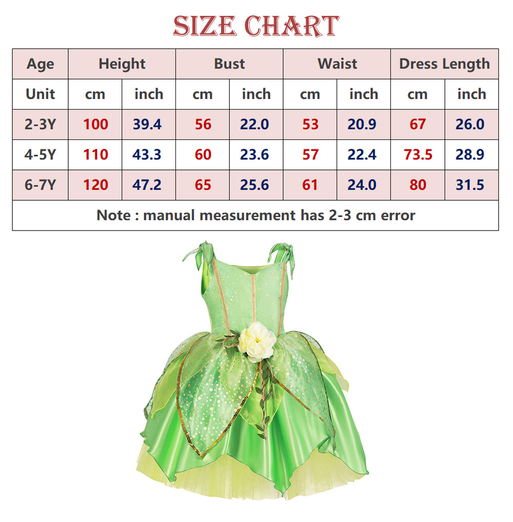 Tinkerbell Costume for Girls  Fairy Costumes Little Girls Dress Kids Fancy Gown Cosplay Party Clothes Suit 2-8Y