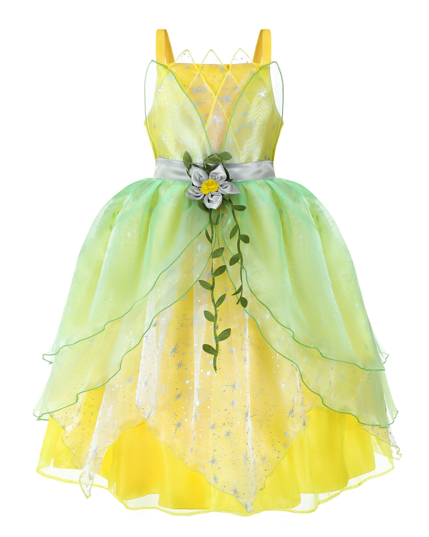 Tiana Costume for Girls Fancy Costume Tiana Dress for Girls Princess Frog Role Play Ball Gown Party Dress up Birthday Cosplay Costume Suit 2-10Y